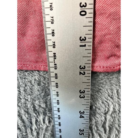 Zara Man Slim Fit Red Button Down Shirt Navy Elbow Patches Size L  * - Picture 6 of 9